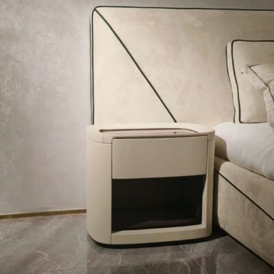 Exquisite Pristine White Luxury Bed featuring a padded headboard and footboard in premium leather or fabric.