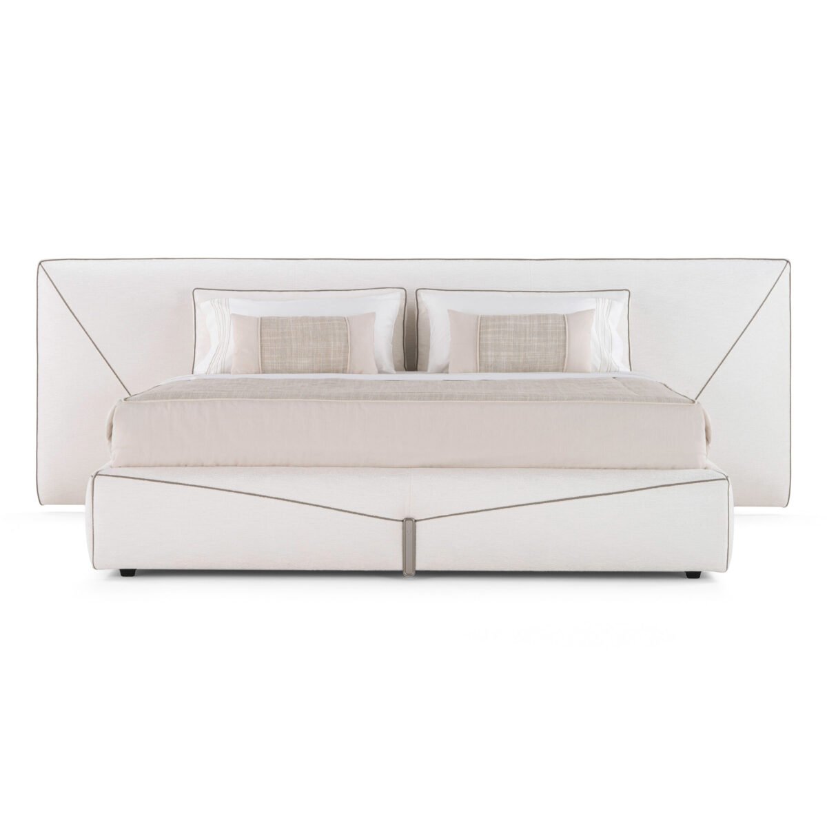 Exquisite Pristine White Luxury Bed featuring a padded headboard and footboard in premium leather or fabric.