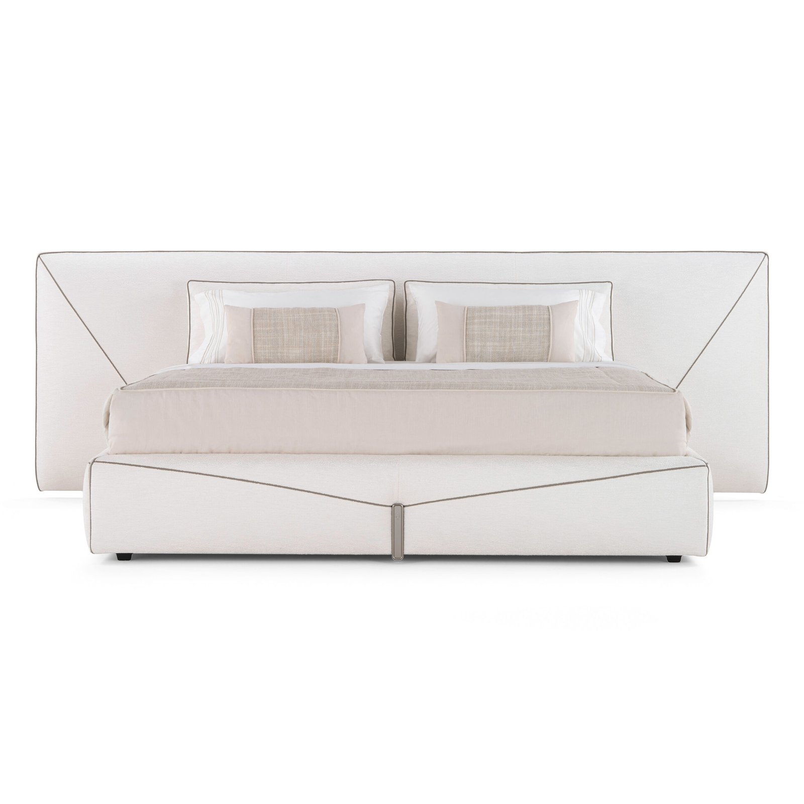 Exquisite Pristine White Luxury Bed featuring a padded headboard and footboard in premium leather or fabric.