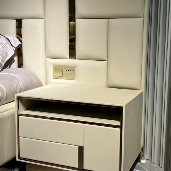 Babylon bedside table with LED lighting in upscale hotel suite with ambient glow