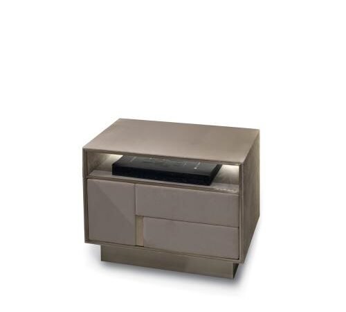 Babylon Bedside Table with LED Lighting - Contemporary Premium Design Babylon bedside table with LED lighting featuring high-gloss finish and two-drawer storage