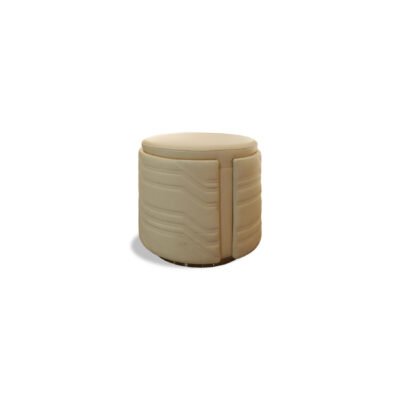 Beige leather stool for living room modern accent furniture white background