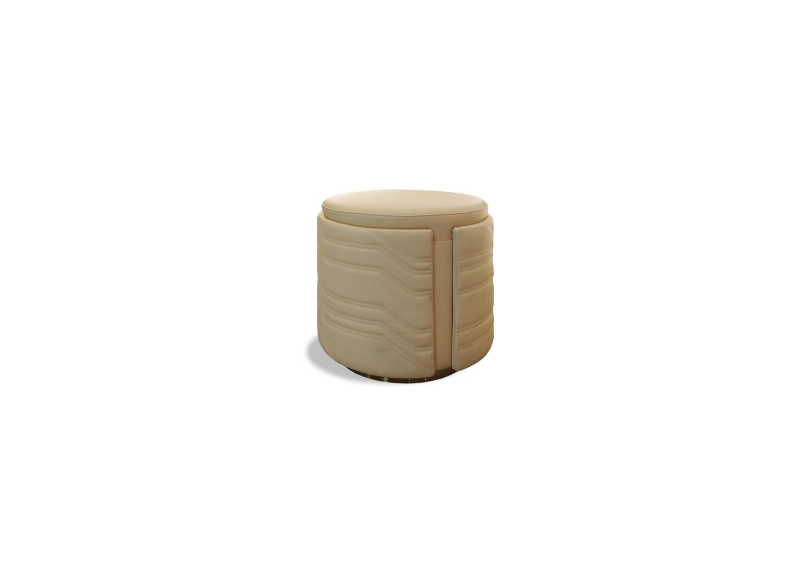 Beige leather stool for living room modern accent furniture white background