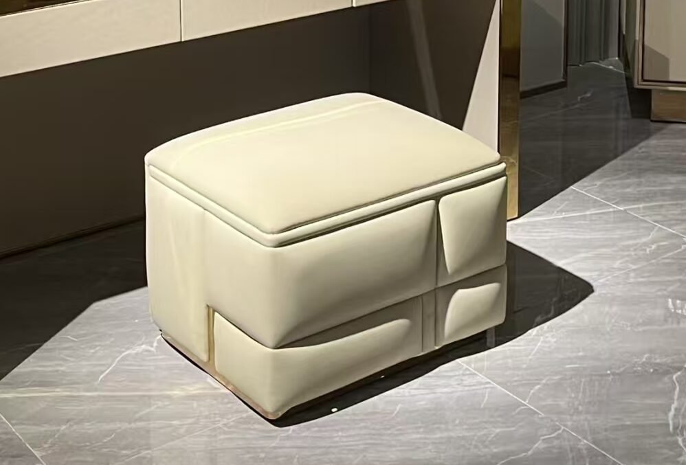 Modern vanity table mirror displayed in contemporary bedroom interior with luxury styling