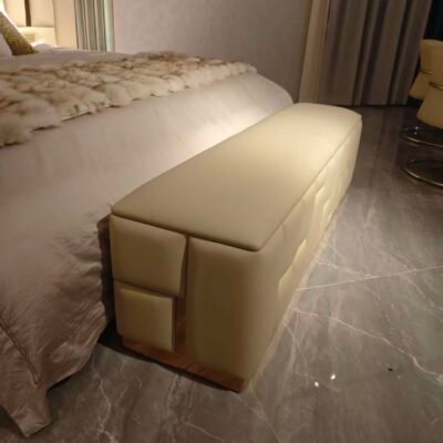 Hotel bedroom stool premium quality showing multiple views and dimensions 1600x400x440mm