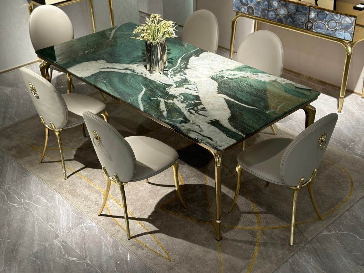 Close-up of Patek Philippe stone finish showing black surface with grey veining pattern and texture