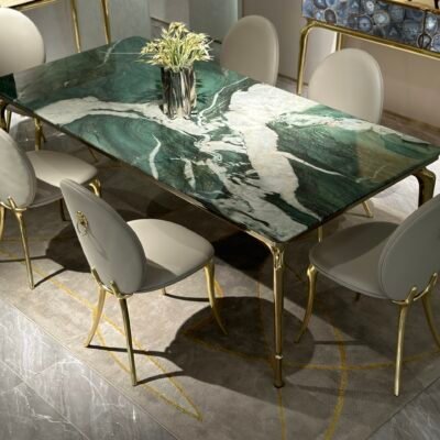 Close-up of Patek Philippe stone finish showing black surface with grey veining pattern and texture