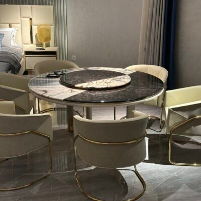 Luxury restaurant seating furniture grey upholstered dining chairs hotel dining room setting