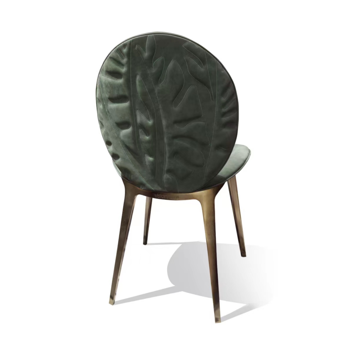 Green dining chair with gold legs luxury upholstered brushed metal contemporary design hospitality