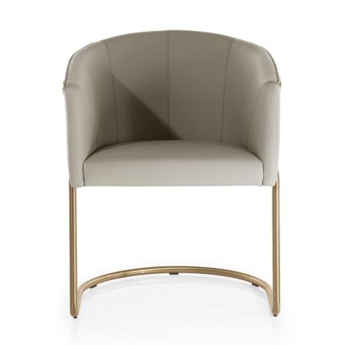 Grey upholstered dining chair with gold legs contemporary design commercial hospitality furniture