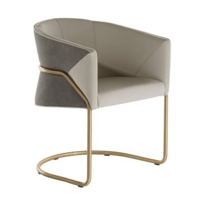 Grey upholstered dining chair with gold legs contemporary design commercial hospitality furniture