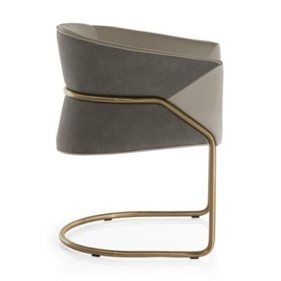 Grey upholstered dining chair with gold legs contemporary design commercial hospitality furniture