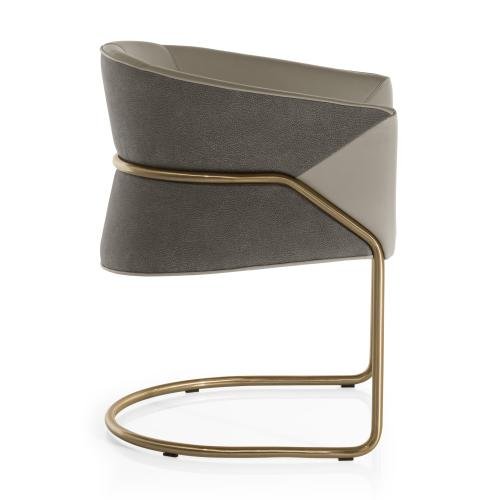 Grey upholstered dining chair with gold legs contemporary design commercial hospitality furniture