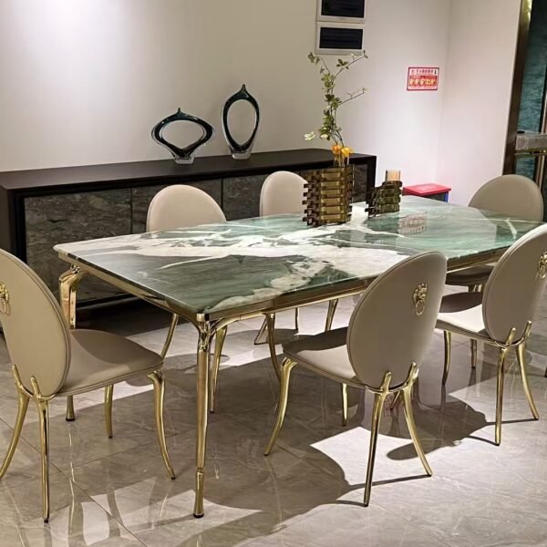 Premium black finish dining furniture in modern restaurant with contemporary monochromatic design scheme