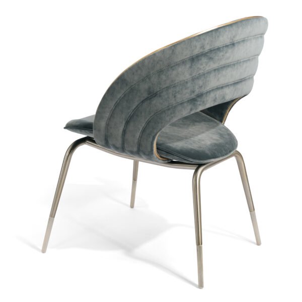 Curved back dining chair with ergonomic design metal frame and upholstery options full view