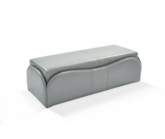 Canterbury bedend bench multi-material in cool gray genuine leather with textured center panel