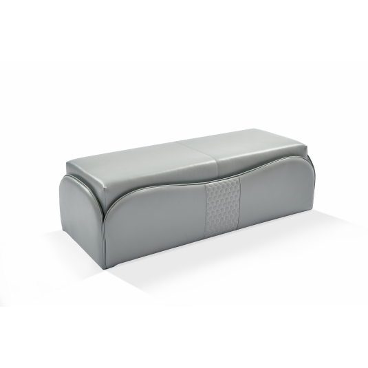 Canterbury bedend bench multi-material in cool gray genuine leather with textured center panel