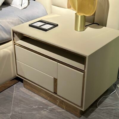 Babylon bedside table with LED lighting in upscale hotel suite with ambient glow