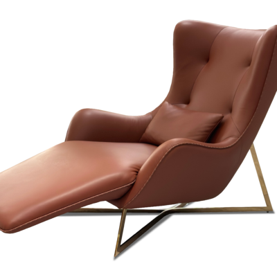 Brown leather recliner chair modern luxury hospitality furniture ergonomic mechanism commercial design boutique hotel suite executive lounge