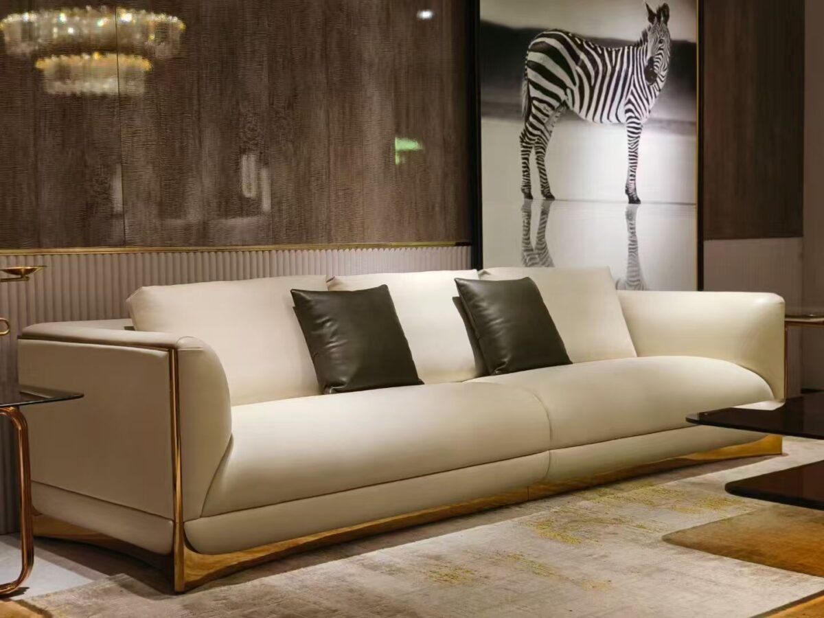 Full matte genuine leather modular sofa ultra luxury premium hospitality furniture presidential suite executive lounge top tier configuration