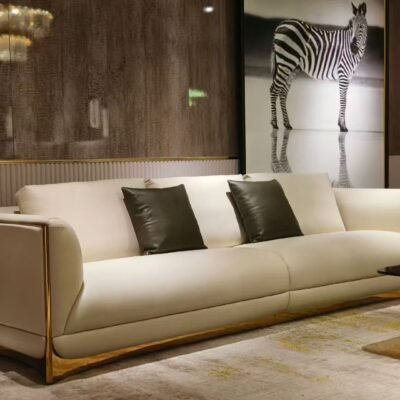 Full matte genuine leather modular sofa ultra luxury premium hospitality furniture presidential suite executive lounge top tier configuration