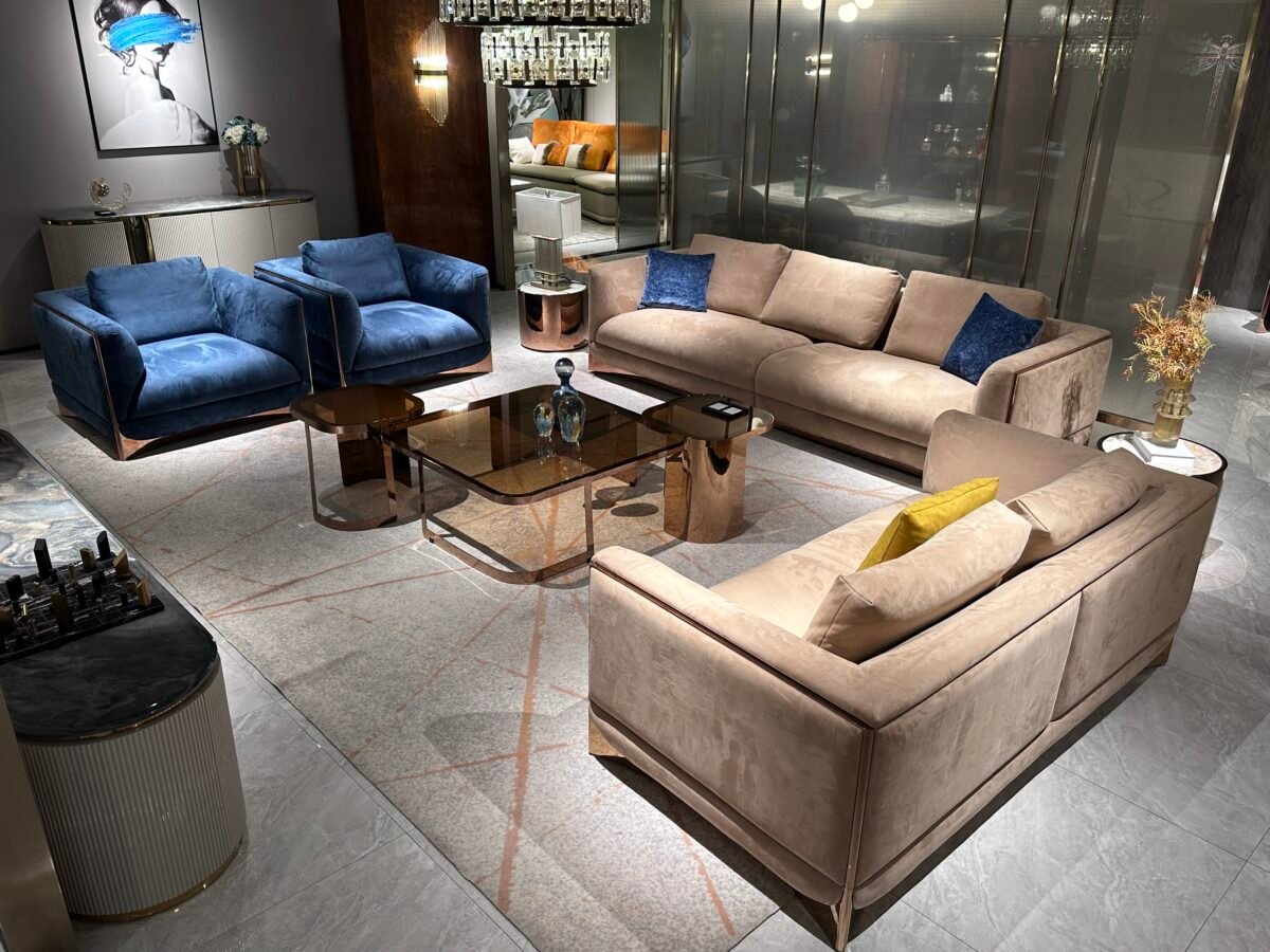 Full matte genuine leather modular sofa ultra luxury premium hospitality furniture presidential suite executive lounge top tier configuration