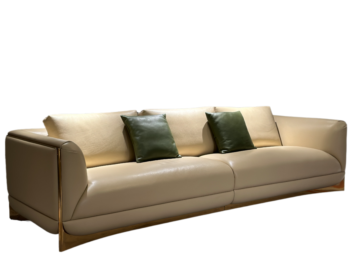 Modular sofa system configurations luxury three material tiers fabric leather hospitality furniture commercial design boutique hotel scalable seating