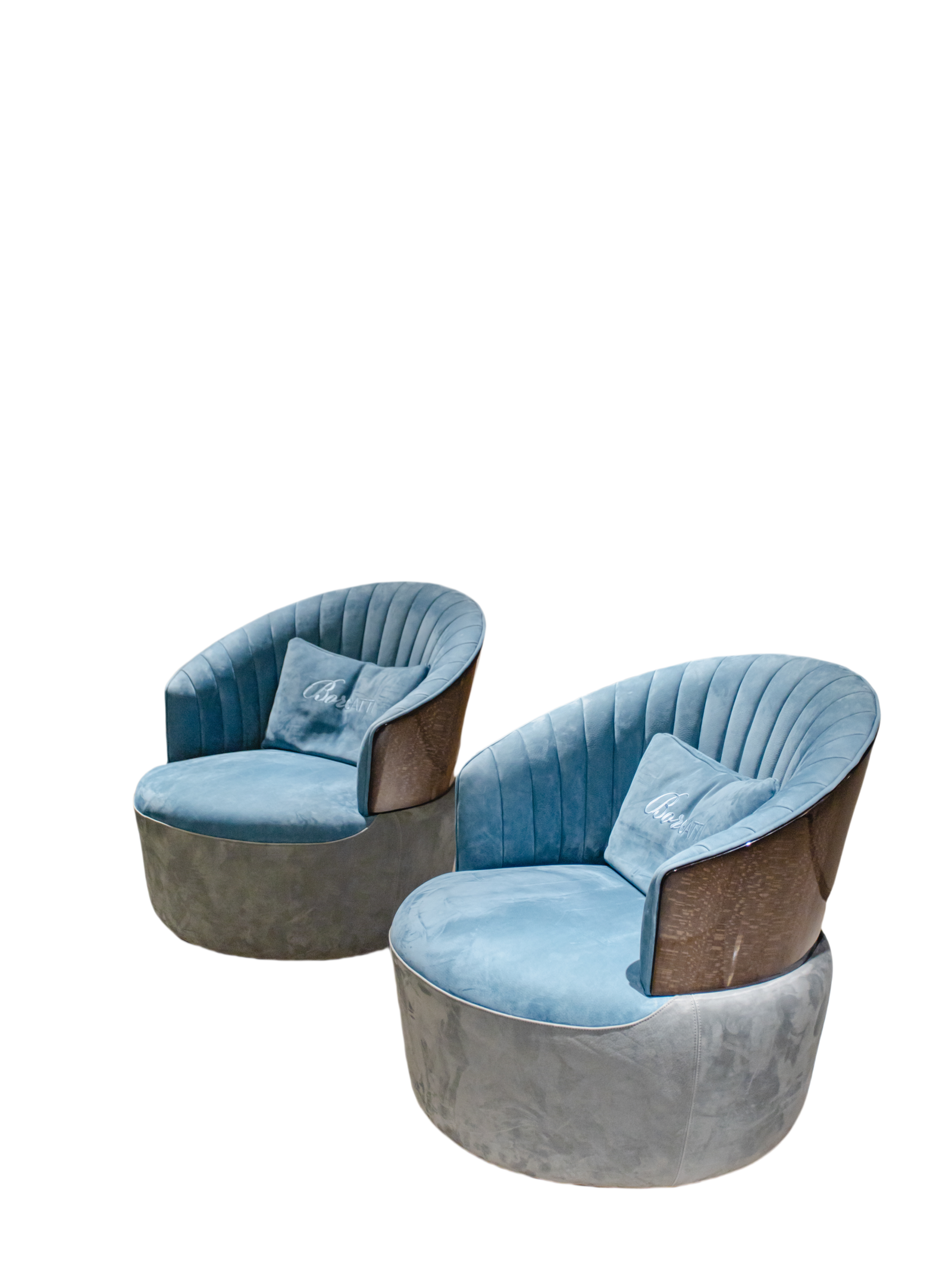 Blue leather armchair matte genuine leather luxury wood base hospitality furniture boutique hotel commercial design contemporary chair