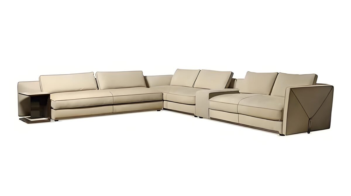 Corner sectional sofa with storage genuine leather L-shaped modern living room residential seating