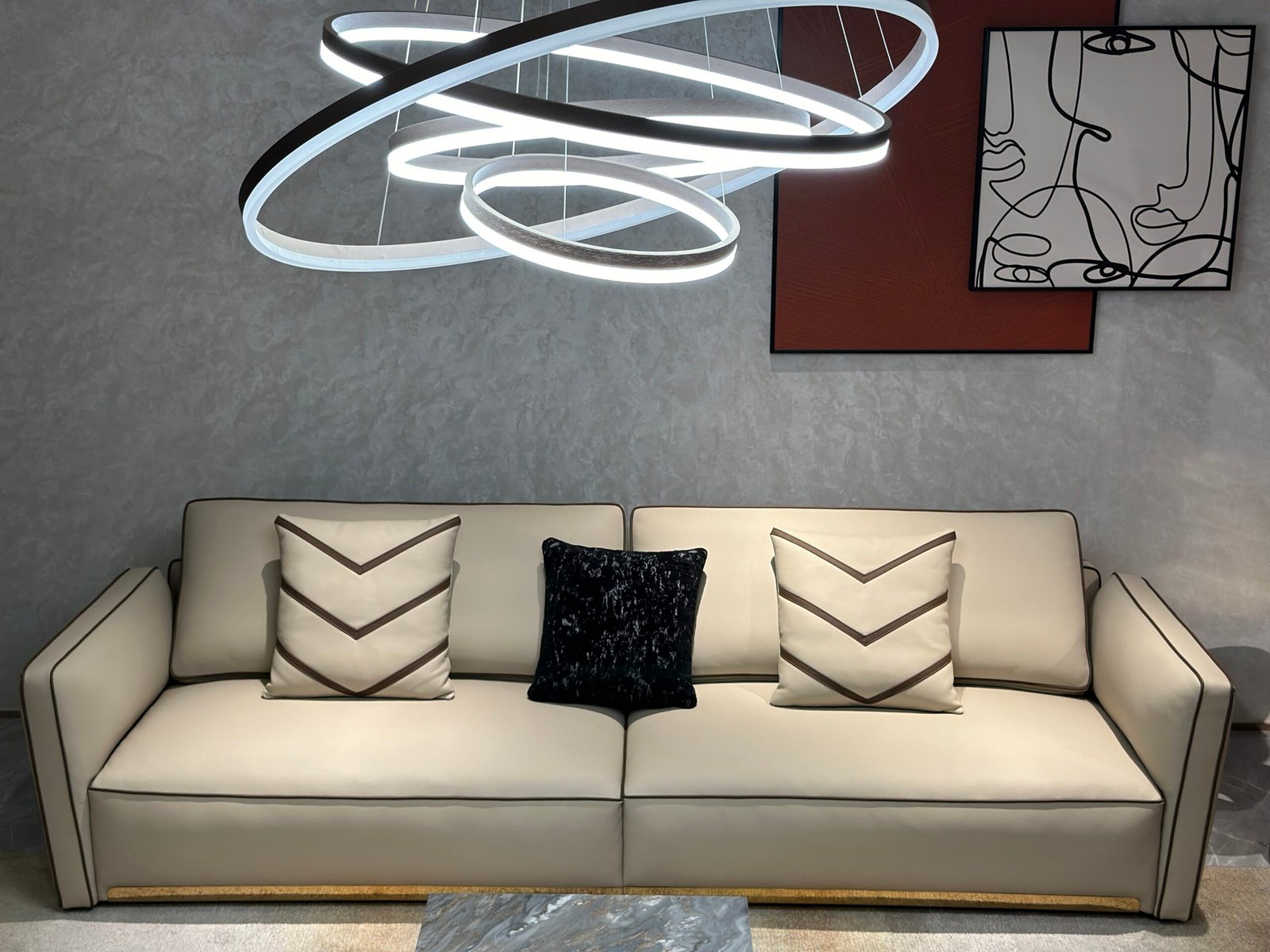 2 and 4 seater sofa combo dimension views 210×98×83 cm and 280×98×83 cm with hardware detail