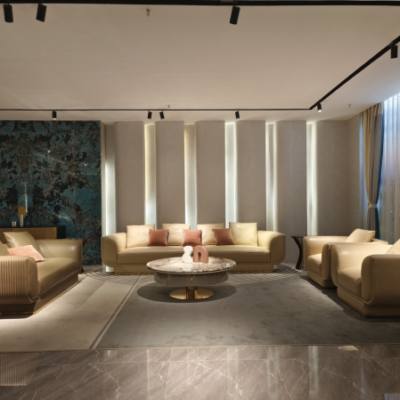 Multi-configuration sectional sofa set showing all four units 114cm 196cm 231cm 316cm dimensions side by side