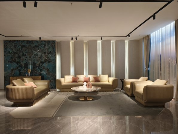 Multi-configuration sectional sofa set showing all four units 114cm 196cm 231cm 316cm dimensions side by side