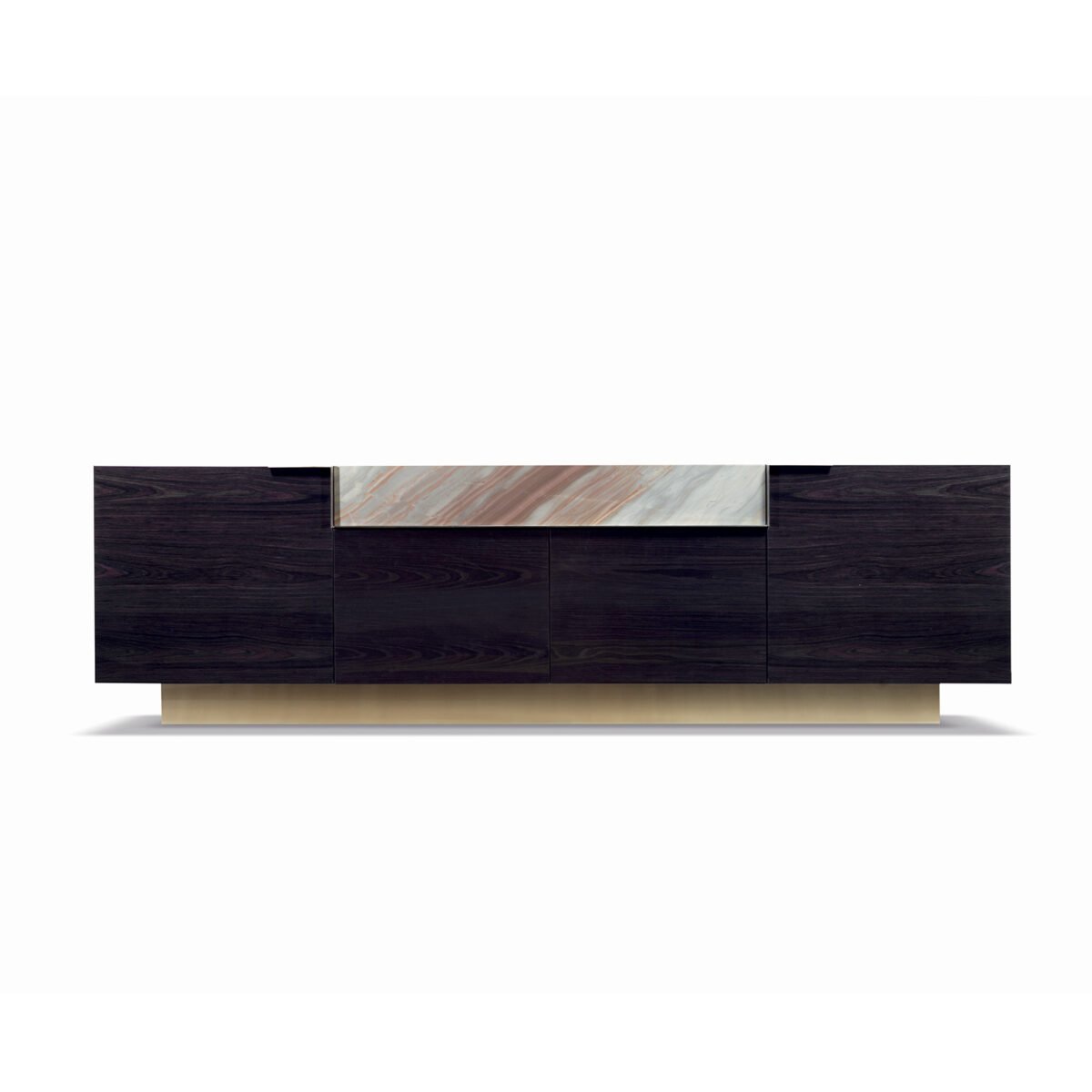 Premium storage cabinet featuring eucalyptus veneer with tree shadow effect and straight-grain white jade luxury detailing