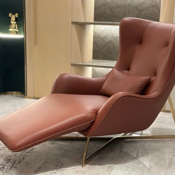 Brown leather recliner chair modern luxury hospitality furniture ergonomic mechanism commercial design boutique hotel suite executive lounge
