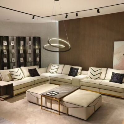 Corner Sofa Side Table multiple angles dimensions L-shaped frame storage specification residential procurement view