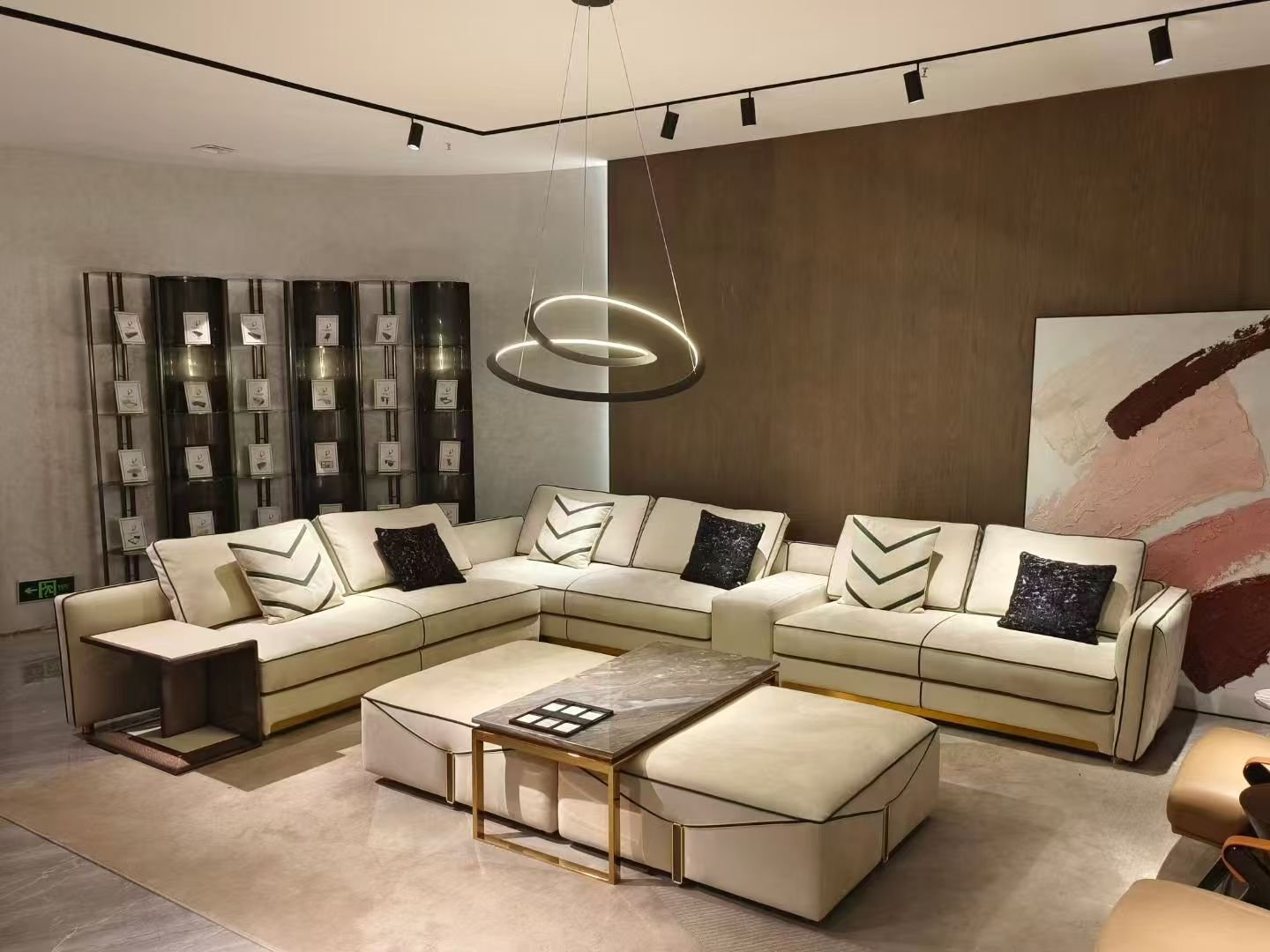 Corner Sofa Side Table multiple angles dimensions L-shaped frame storage specification residential procurement view