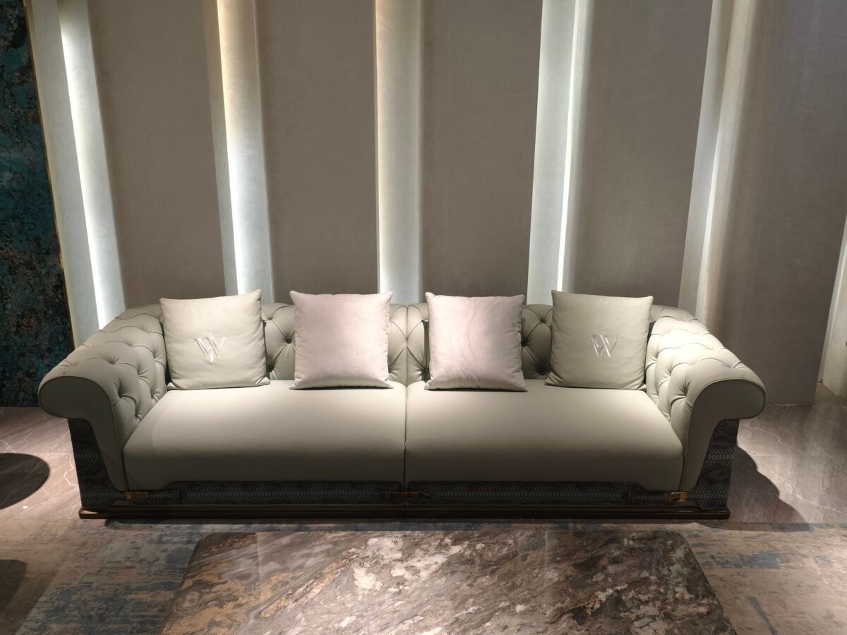 Solid wood frame luxury seating unit 20cm division layout and paired 2 and 4 seater arrangement