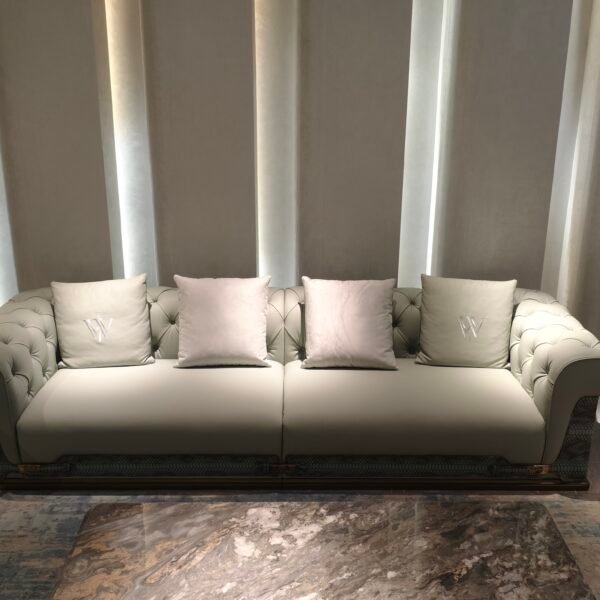 Solid wood frame luxury seating unit 20cm division layout and paired 2 and 4 seater arrangement