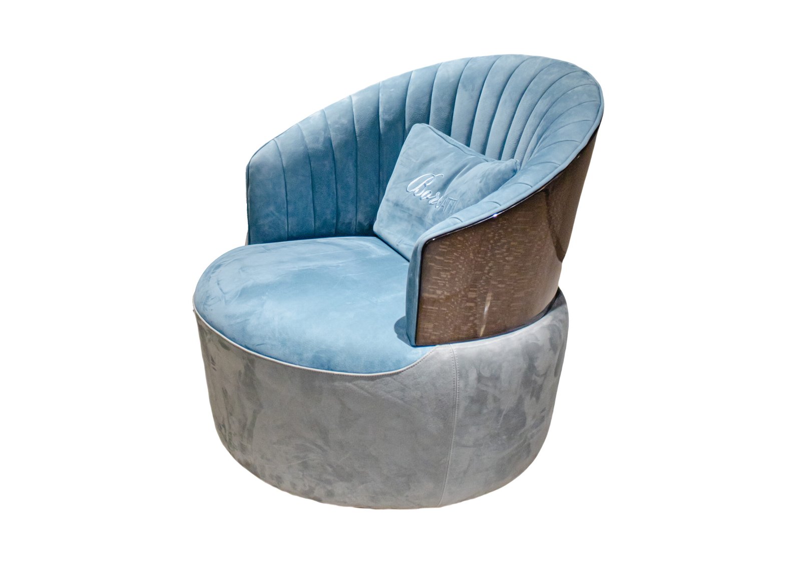 Blue leather armchair matte genuine leather luxury wood base hospitality furniture boutique hotel commercial design contemporary chair