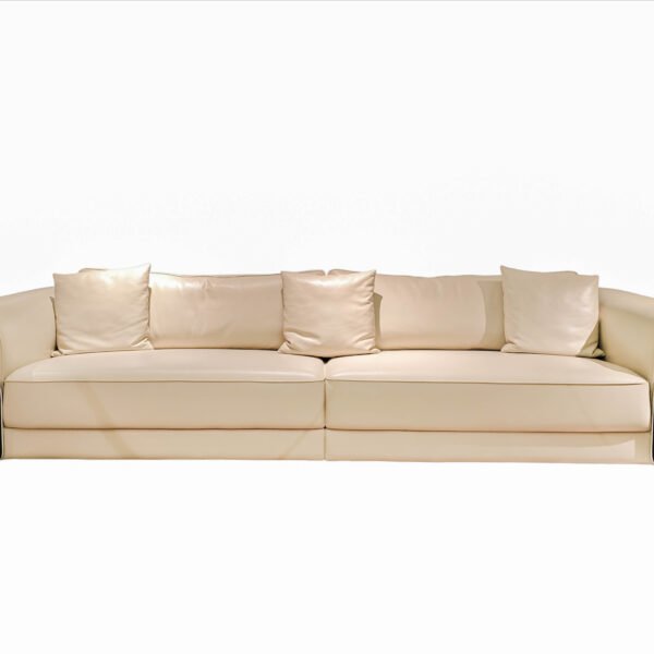 Genuine leather couch glossy matte finish in white and burgundy with wooden legs