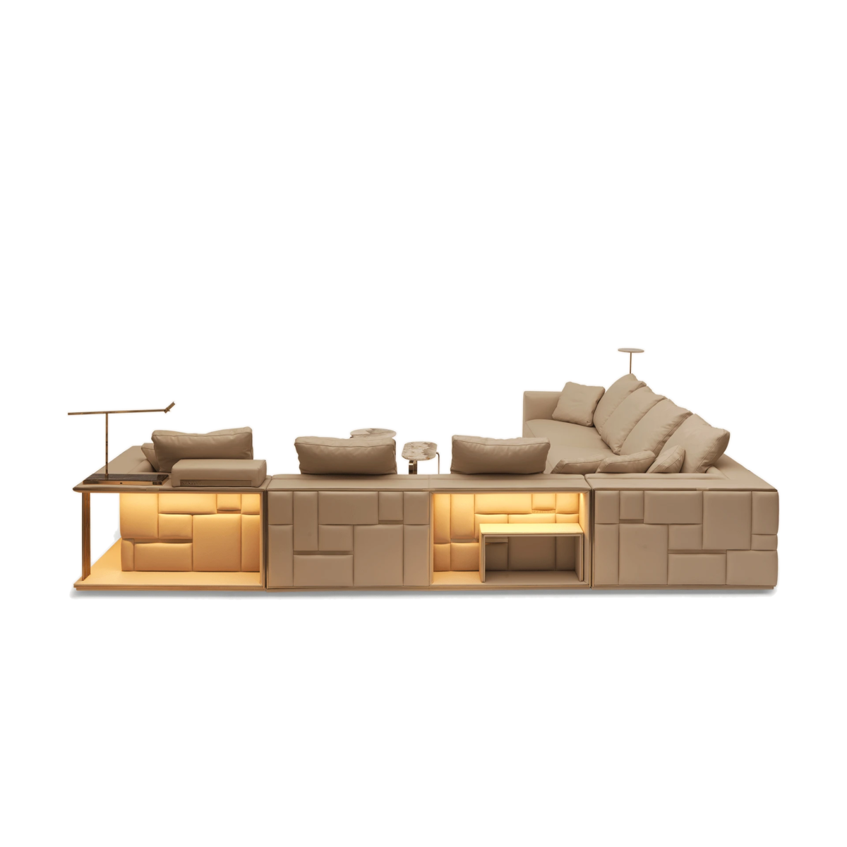 Babylon corner sofa set with storage four piece in genuine leather with matching pillowcases