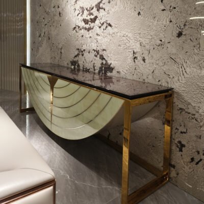 Blue gold sandstone cabinet set 270cm 240cm black pearl veneer matching console table entrance hall configuration