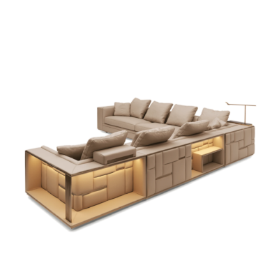 Babylon corner sofa set with storage four piece in genuine leather with matching pillowcases