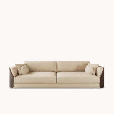 Genuine leather couch glossy matte finish in white and burgundy with wooden legs