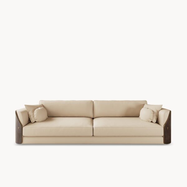 Genuine leather couch glossy matte finish in white and burgundy with wooden legs