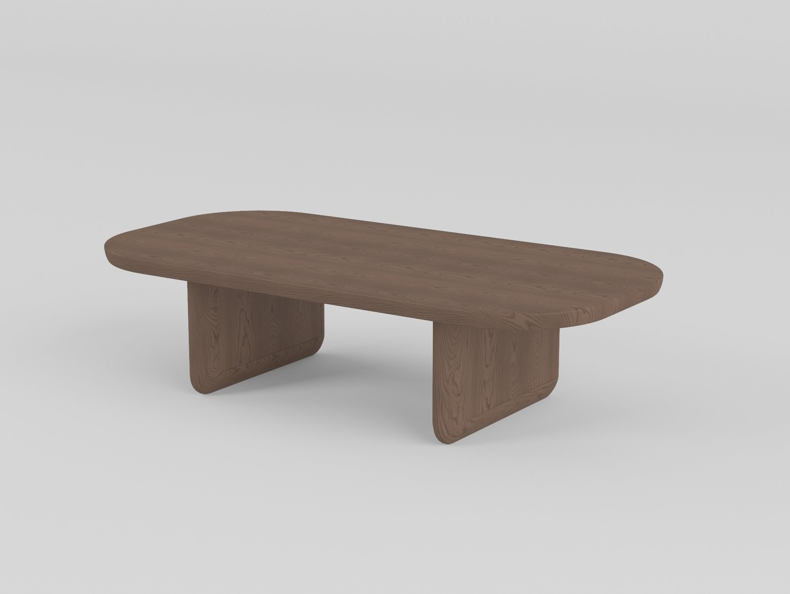 Coffee table in wood surface finish, front view