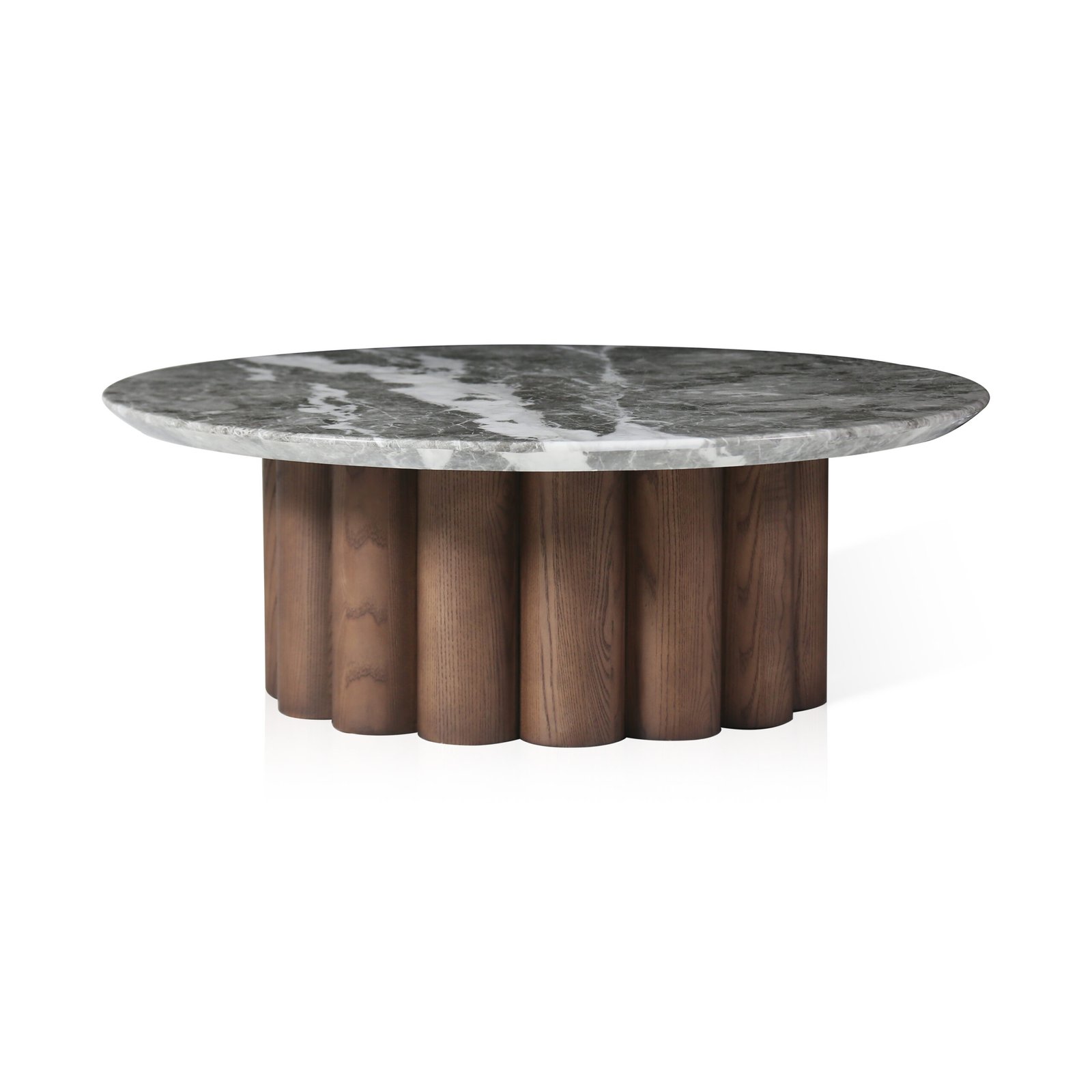 Coffee table with marble top, front view