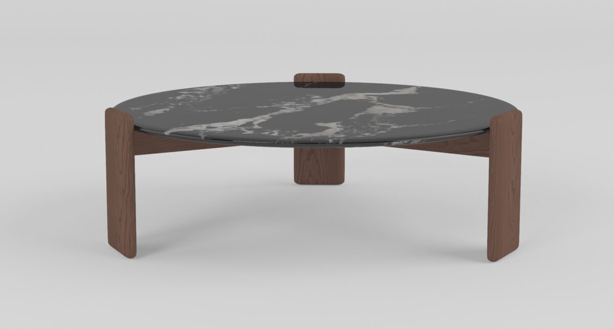 Large coffee table in napoleon stone finish, front view