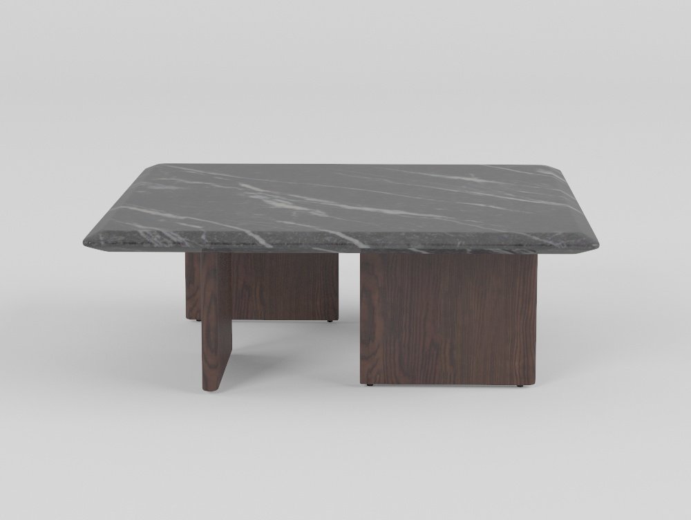 Coffee table with marble top, front view