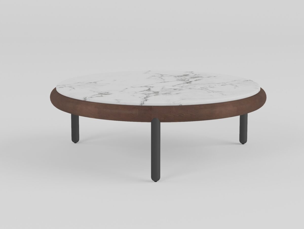 Large coffee table in soaring cloud white finish, front view